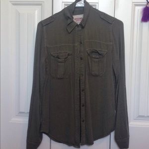 army green button up